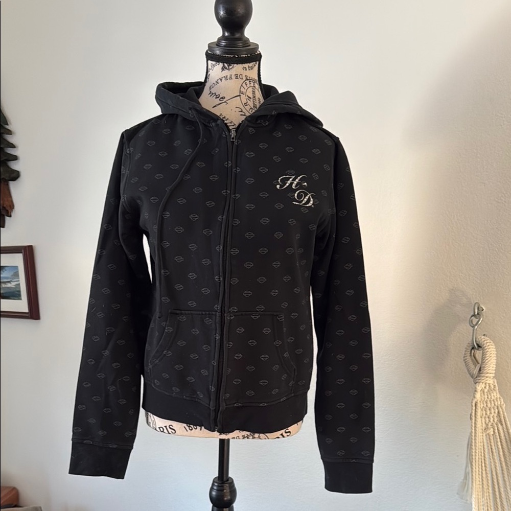 Harley-Davidson Black Zip-Up Hooded Sweater